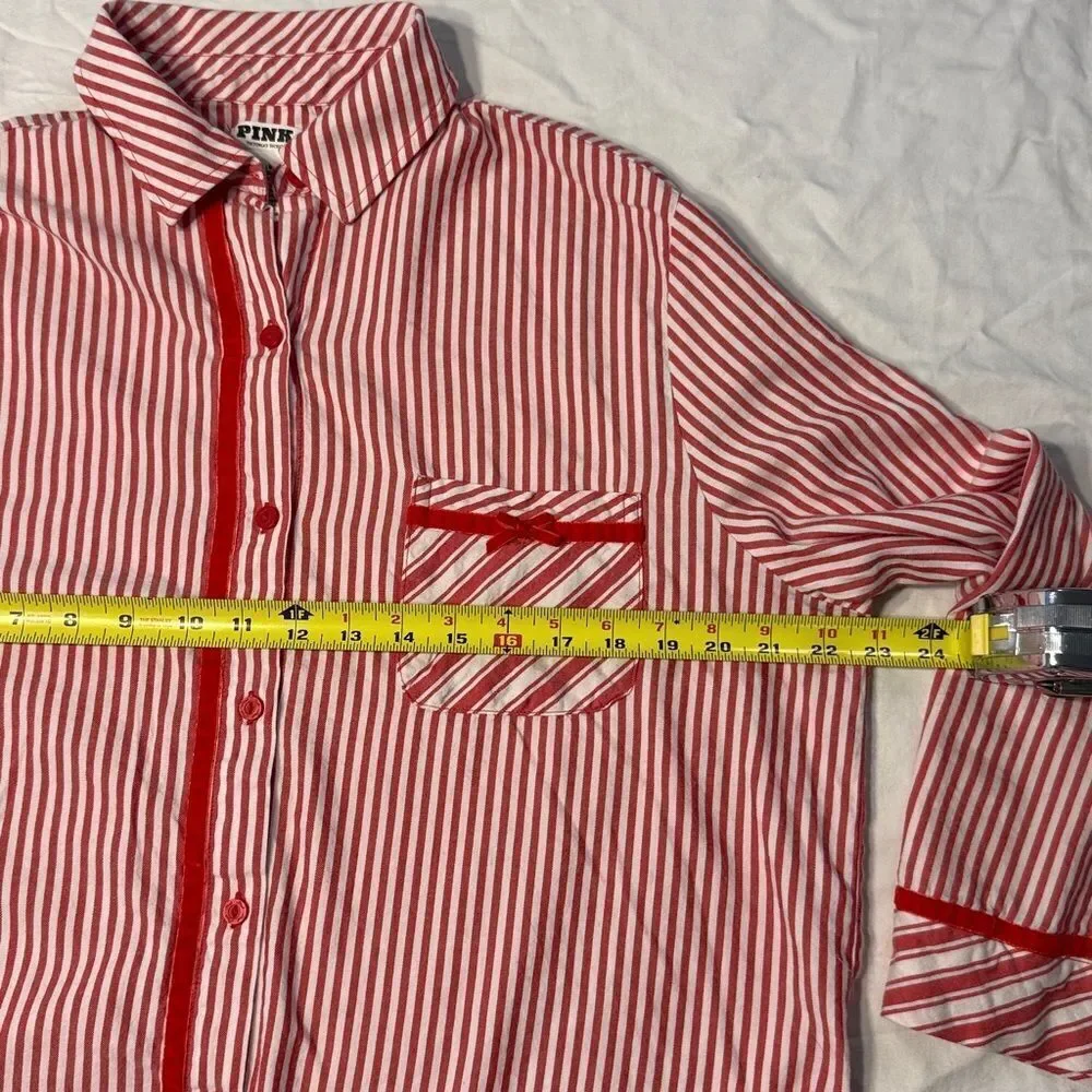 PINK Victoria's Secret Red and White Striped Pajama Top
